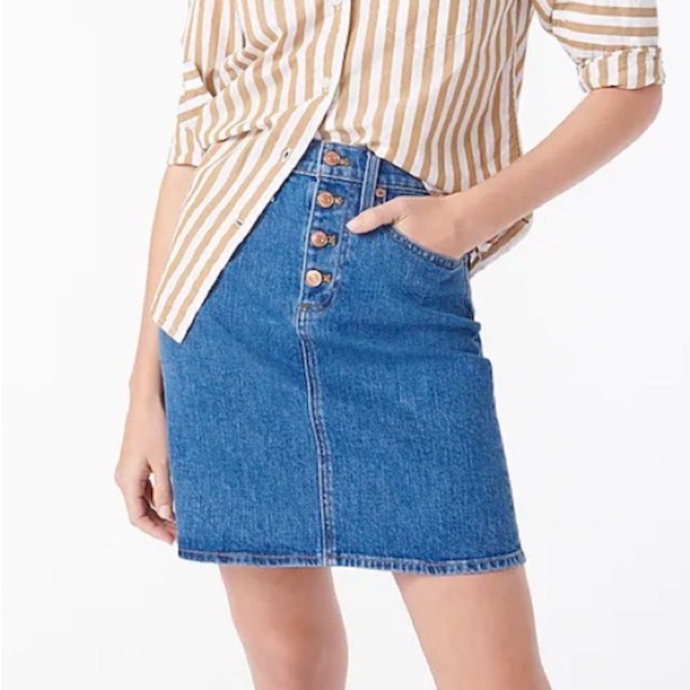 NWT J.Crew Button Front Denim Jeans Skirt 28